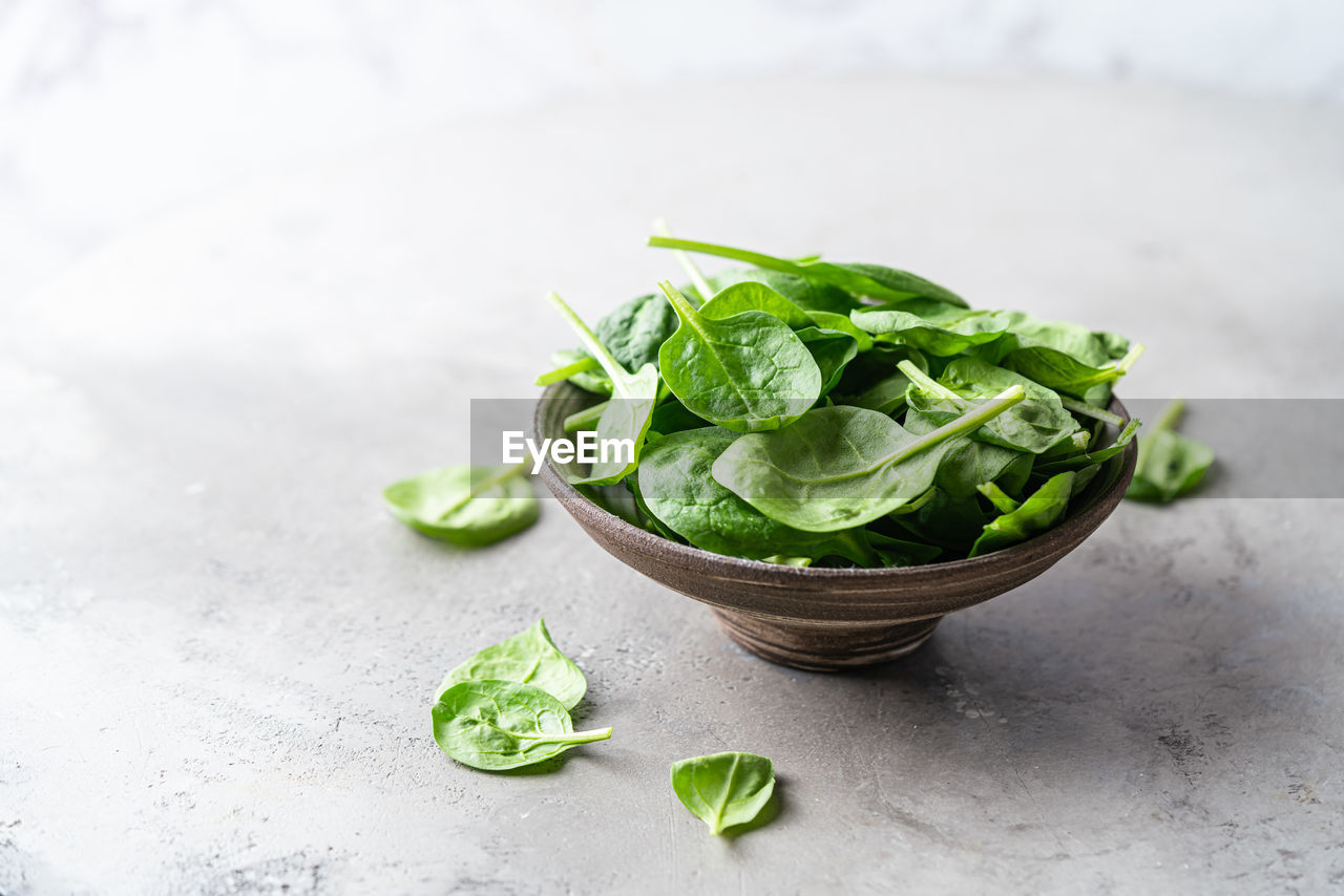 high angle view of food in bowl on table