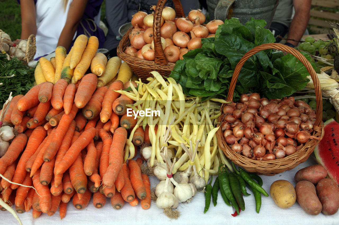 Different types of fruits and vegetables for sale exposed in scitarjevo, croatia