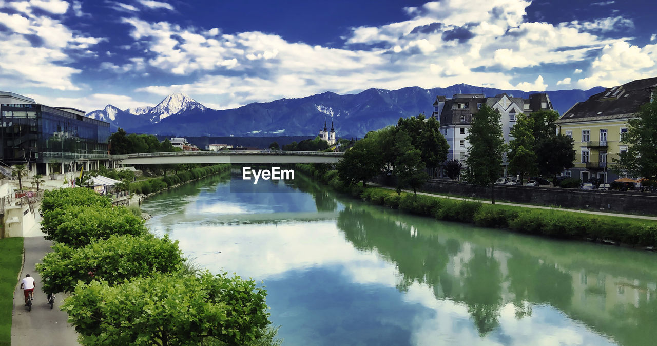 SCENIC VIEW OF LAKE AGAINST CLOUDY SKY