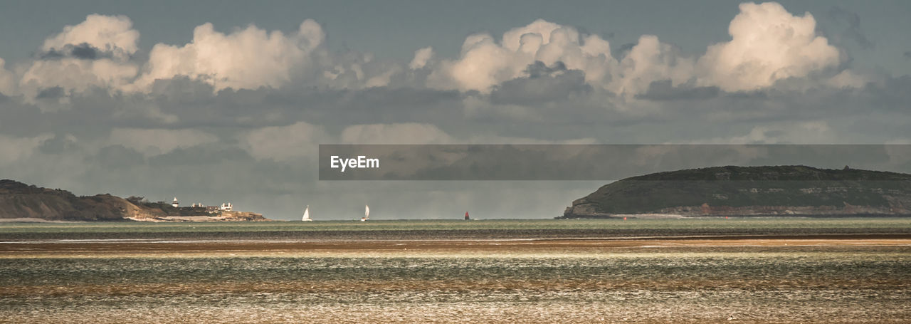 Scenic view of sea against cloudy sky