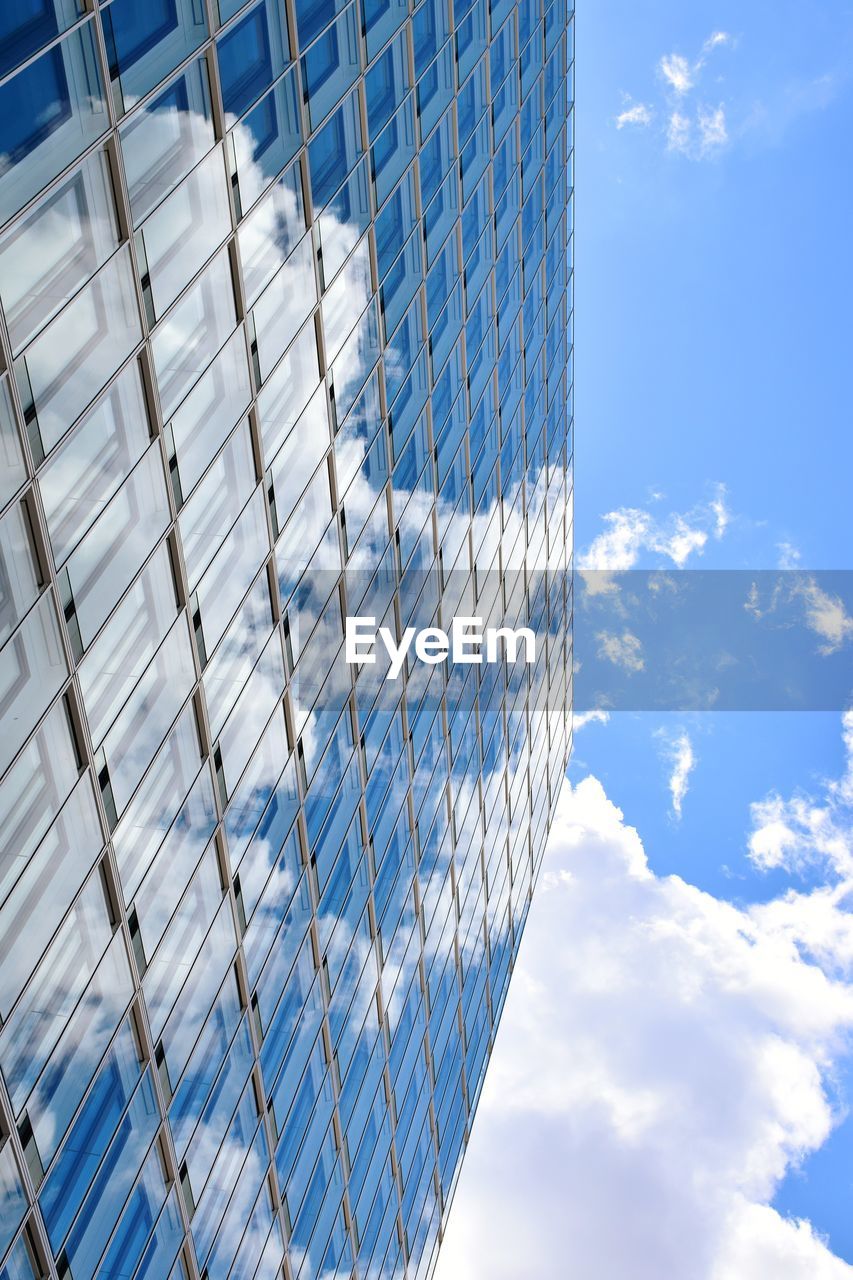 Low angle view of modern building against sky