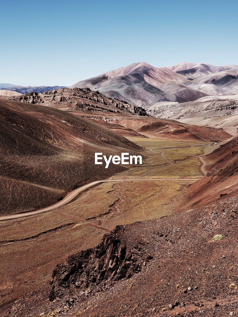 Scenic view of desert against clear sky