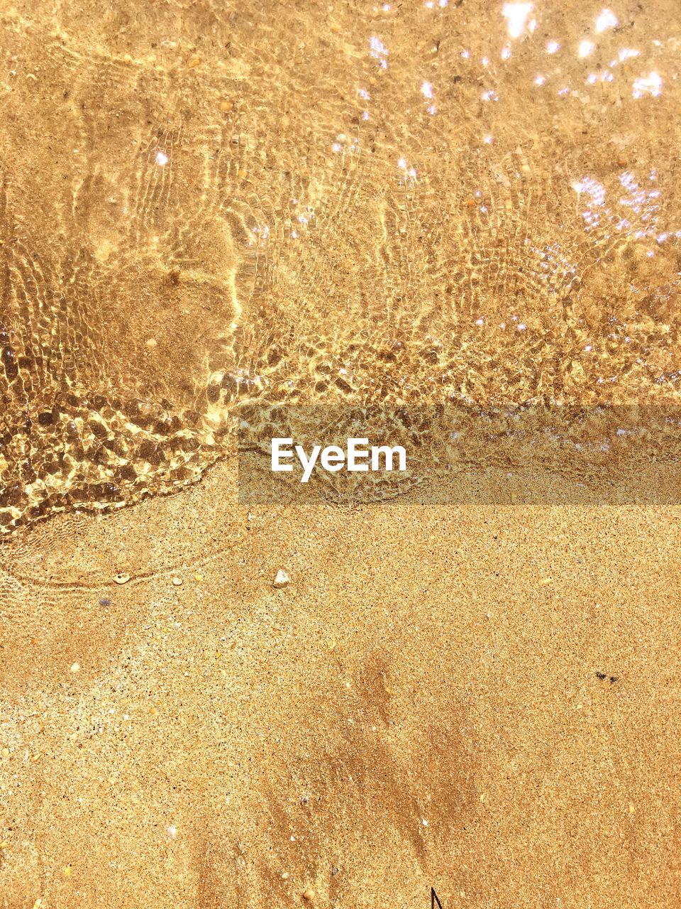 High angle view of footprints on beach