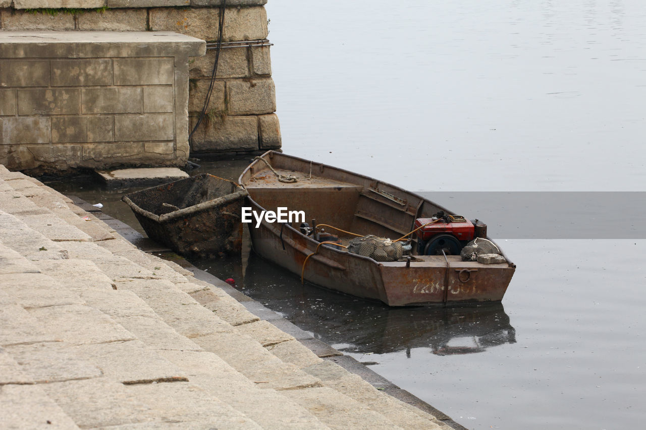 High angle view of a boat in a lake