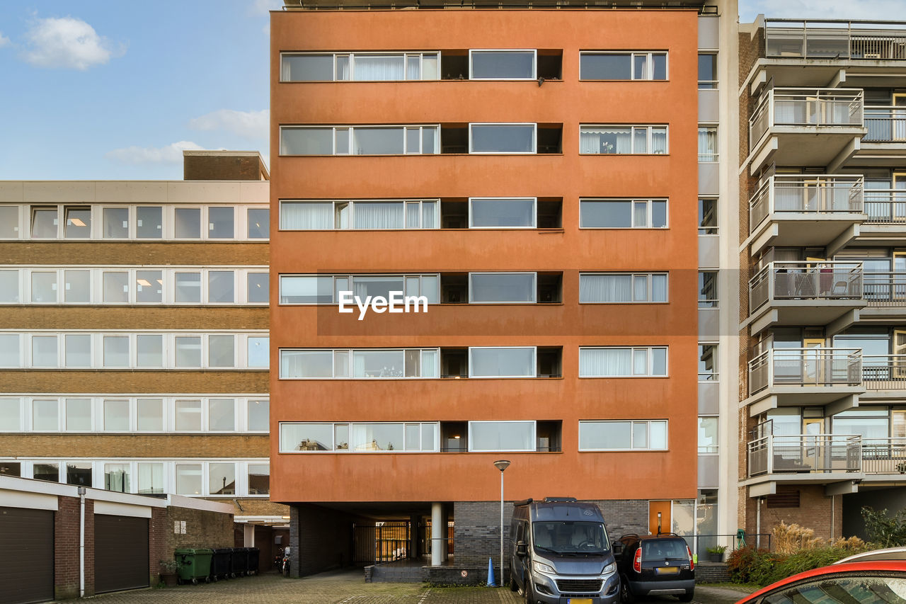 low angle view of modern building against sky