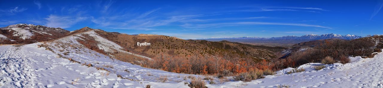 SNOW COVERED MOUNTAINS AGAINST SKY