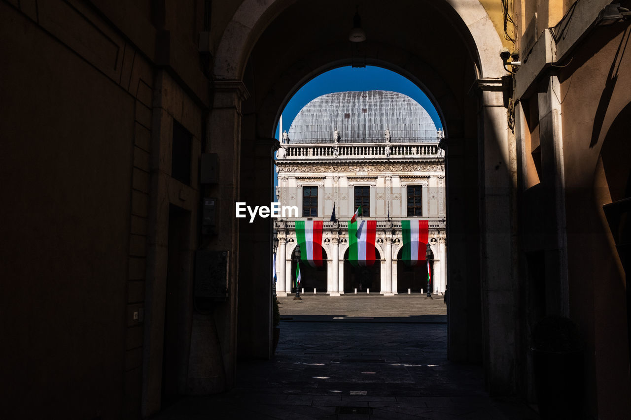 A suggestive view of the loggia palace, seat of the mayor of brescia, 