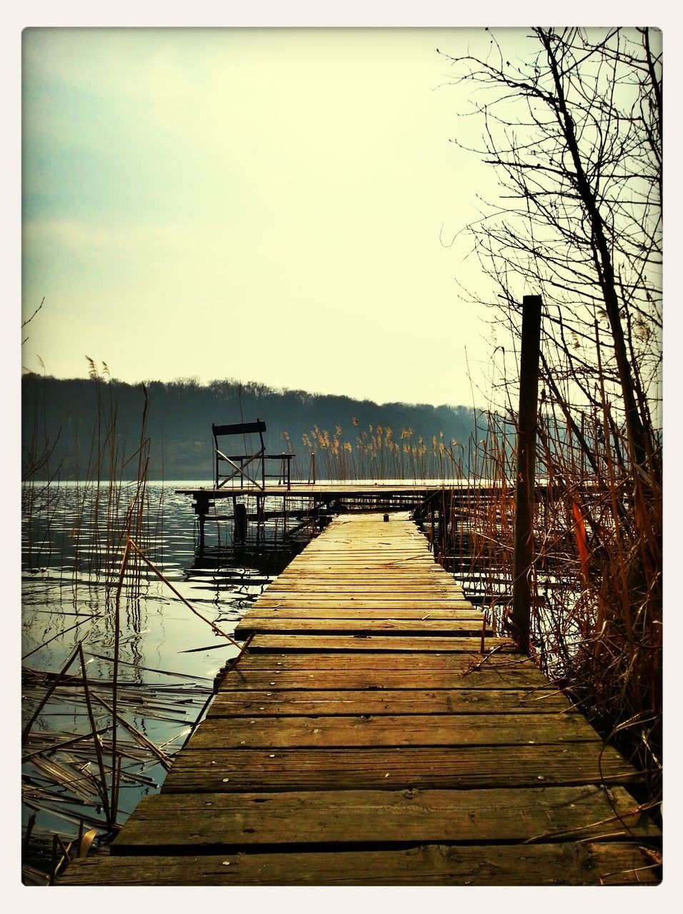 Scenic view of pier on lake