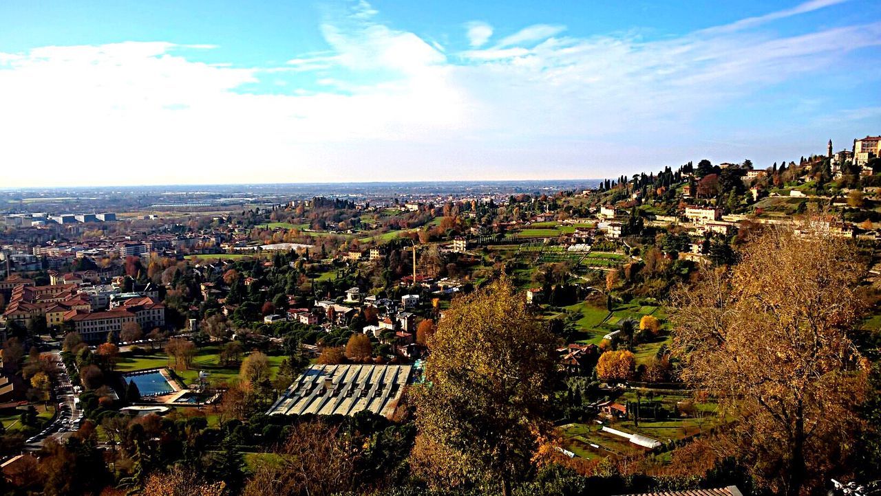 High angle view of cityscape against sky