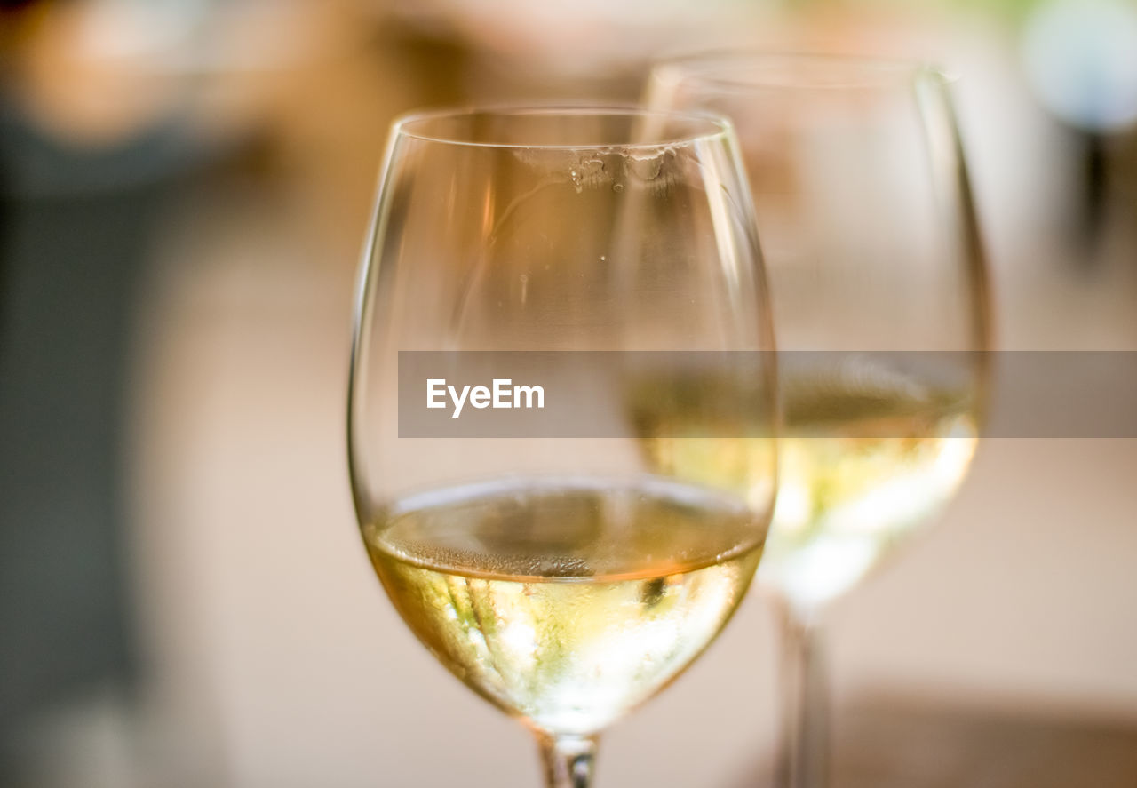 close-up of wineglass on table