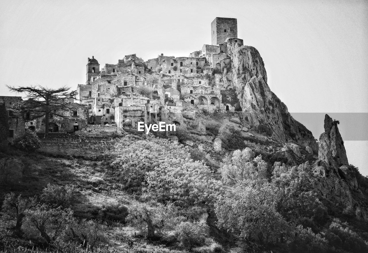 Old ruins of building against clear sky