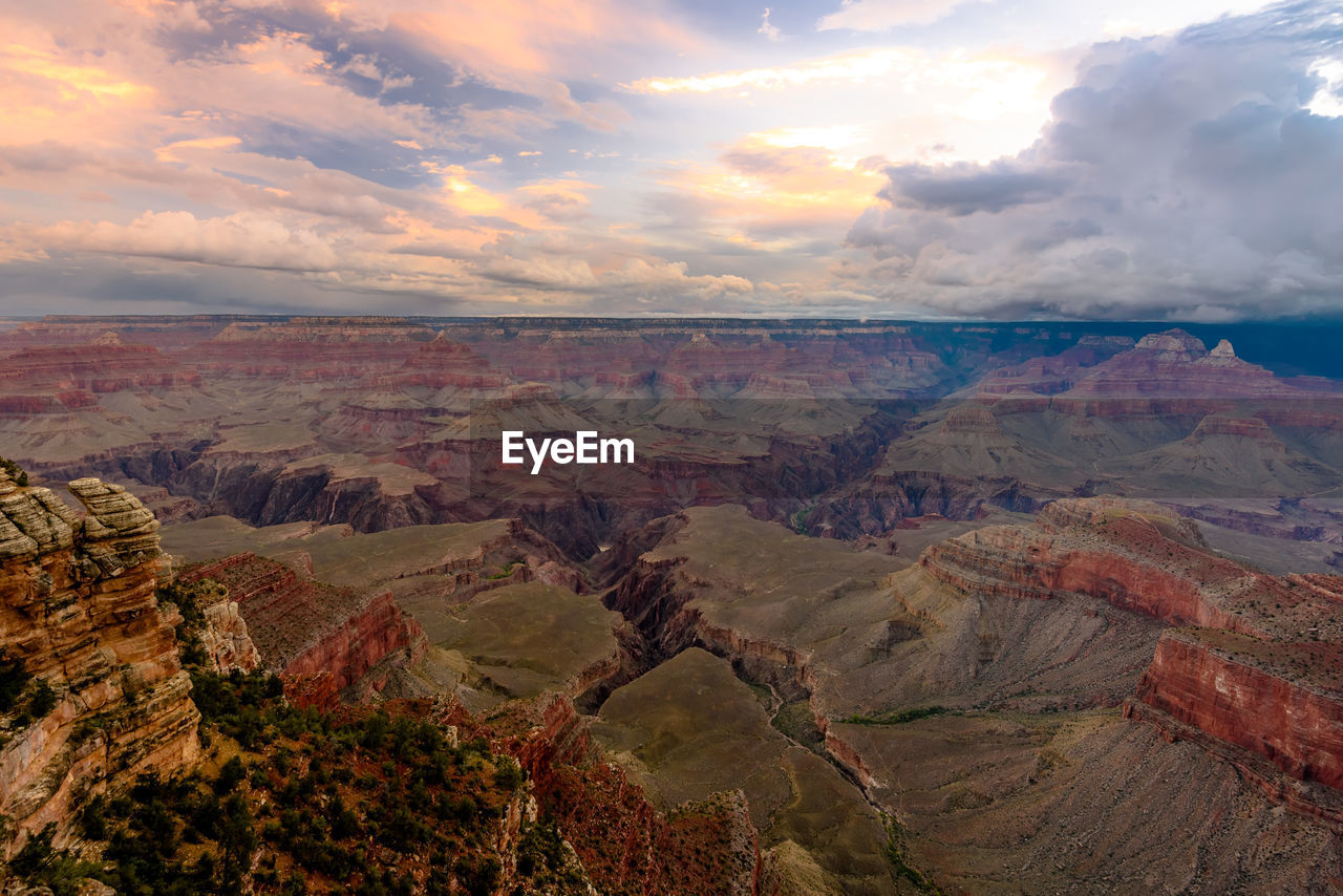 Aerial view of landscape against cloudy sky