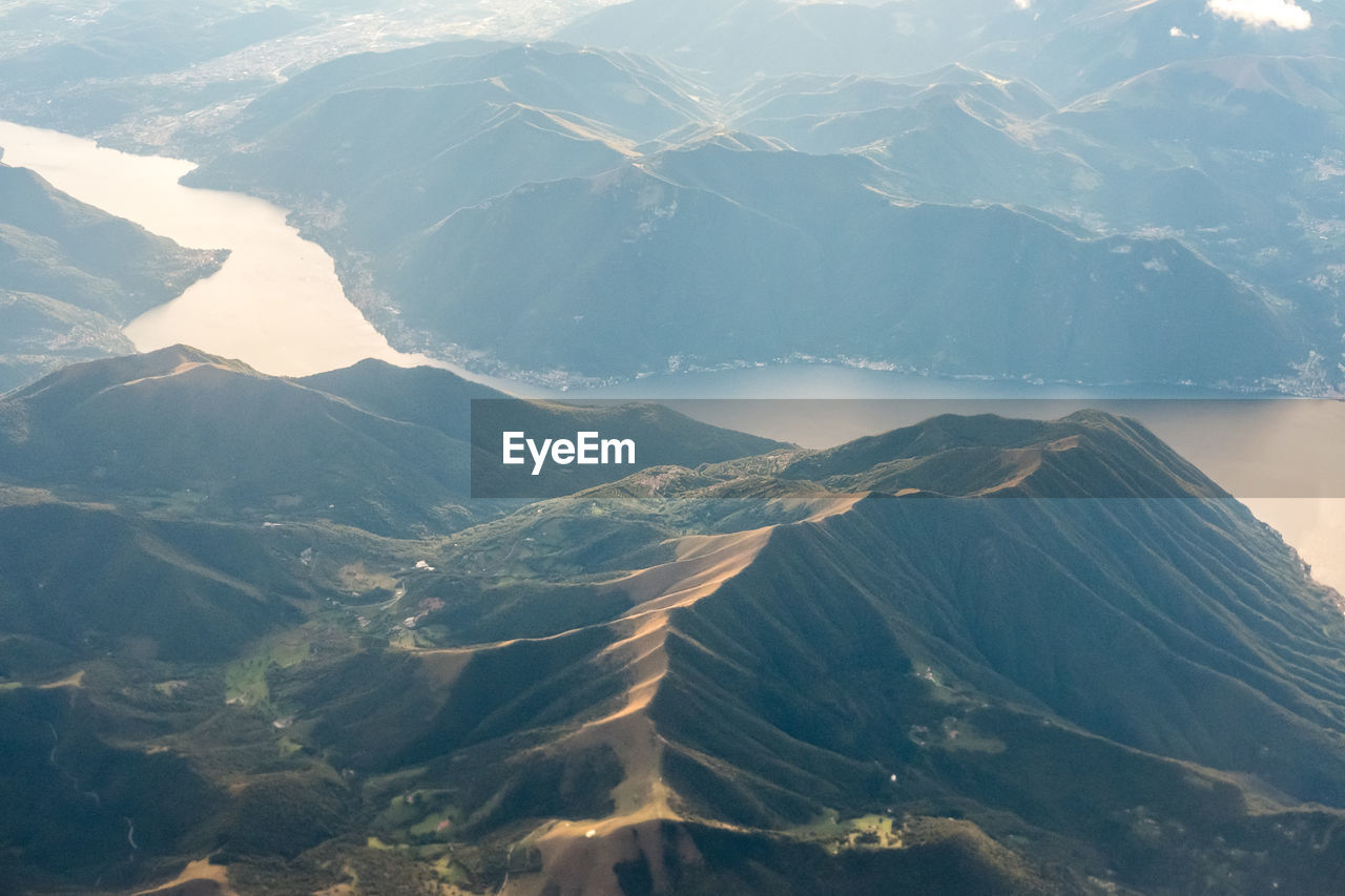 Aerial view of snowcapped mountains