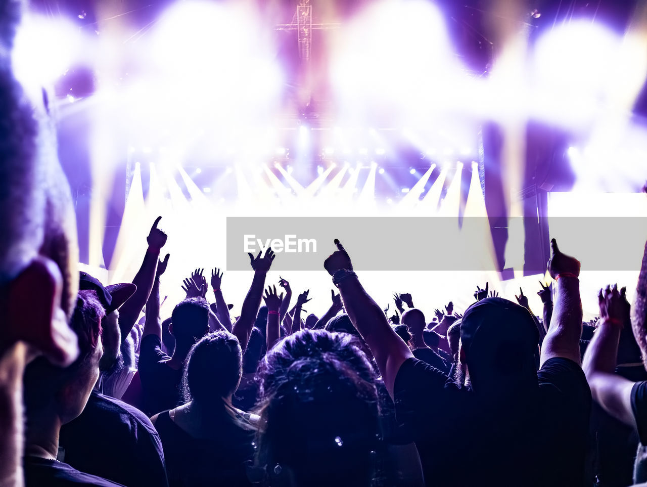 Cheering young people at a rock concert