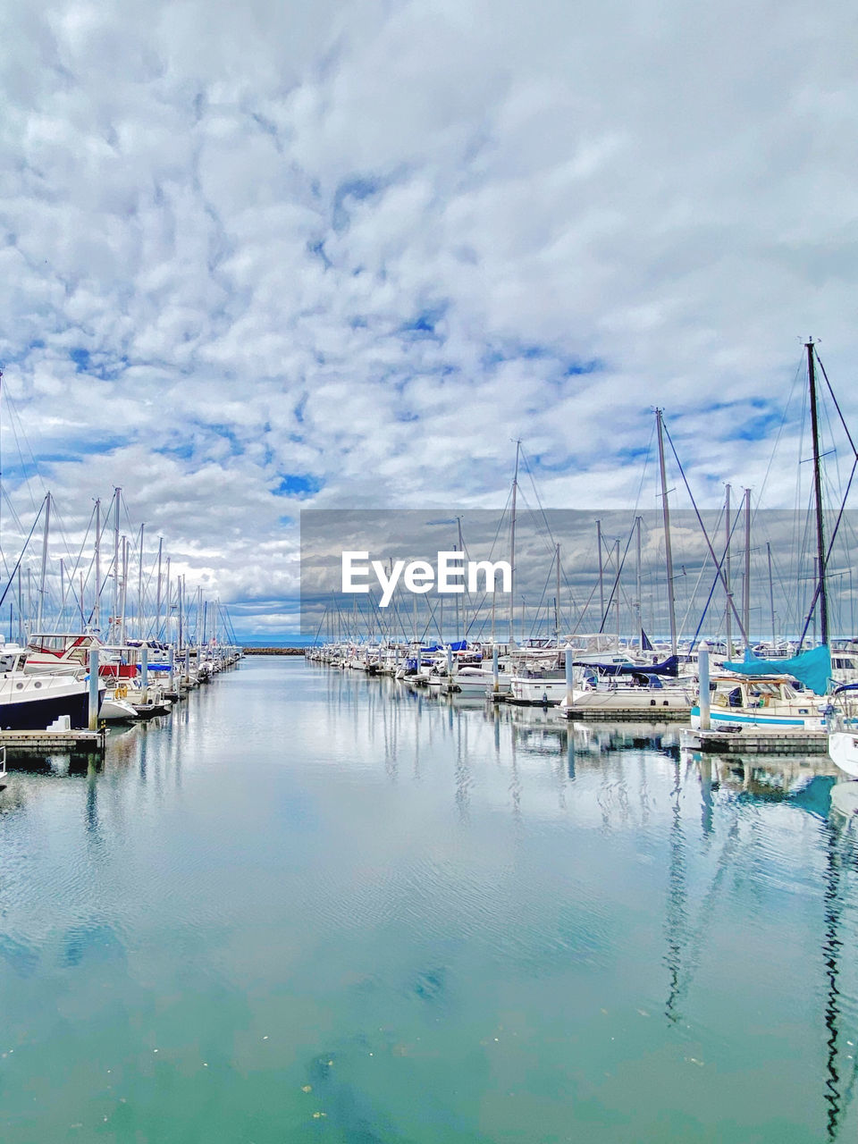 Boats moored in harbor in seattle 
