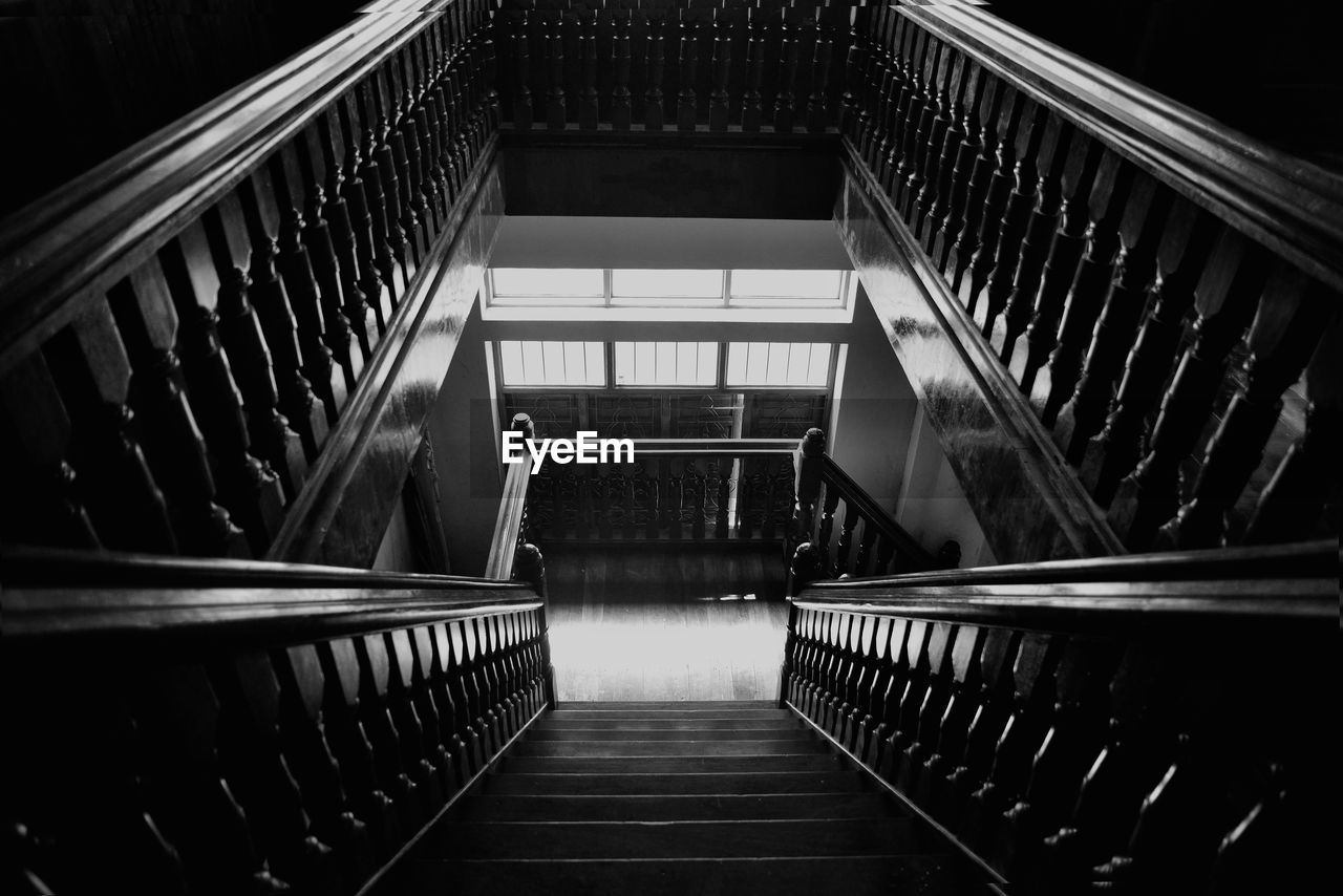 High angle view of staircase in building