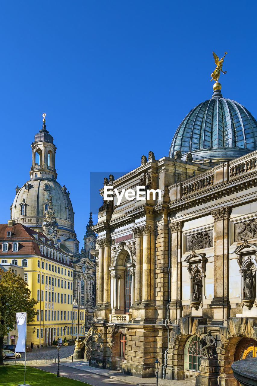 Main building of dresden academy of fine arts with glass dome, saxony, germany