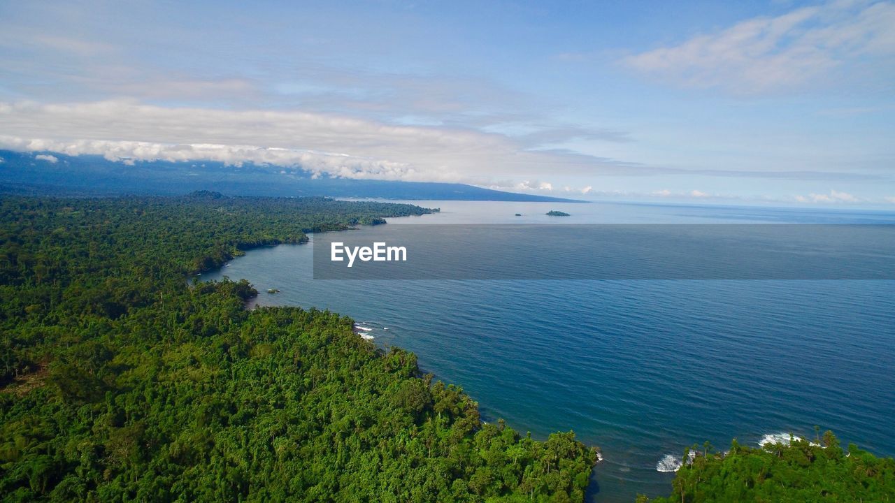 High angle view of sea against sky