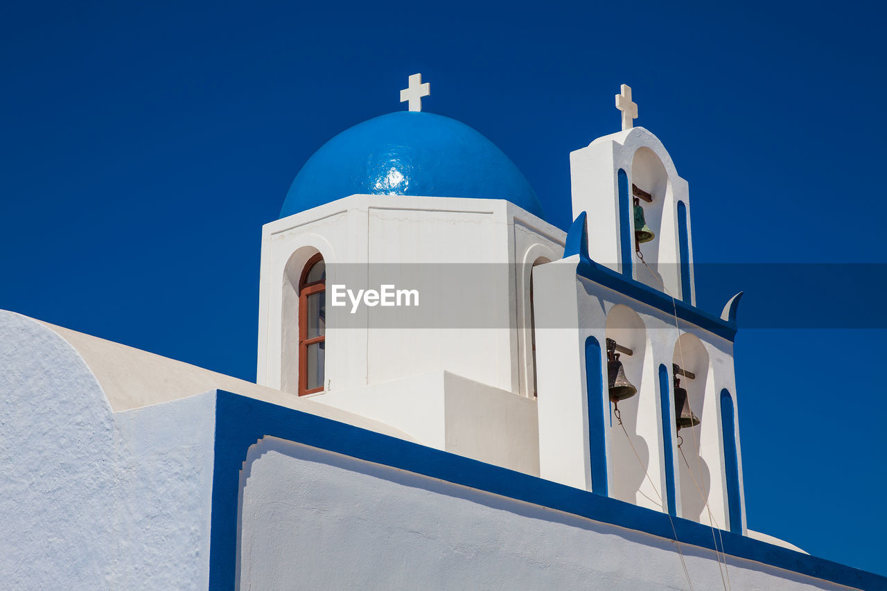 The profitis ilias church located next to walking path no 9 between fira and oia in santorini island