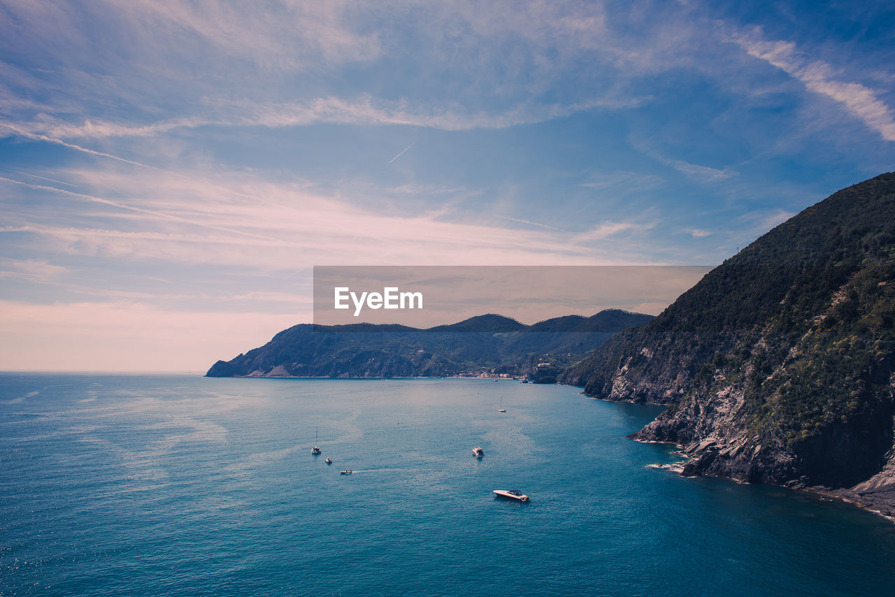 Scenic view of sea against sky at sunset