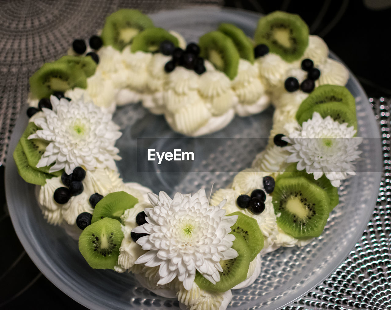 High angle view of cake on table