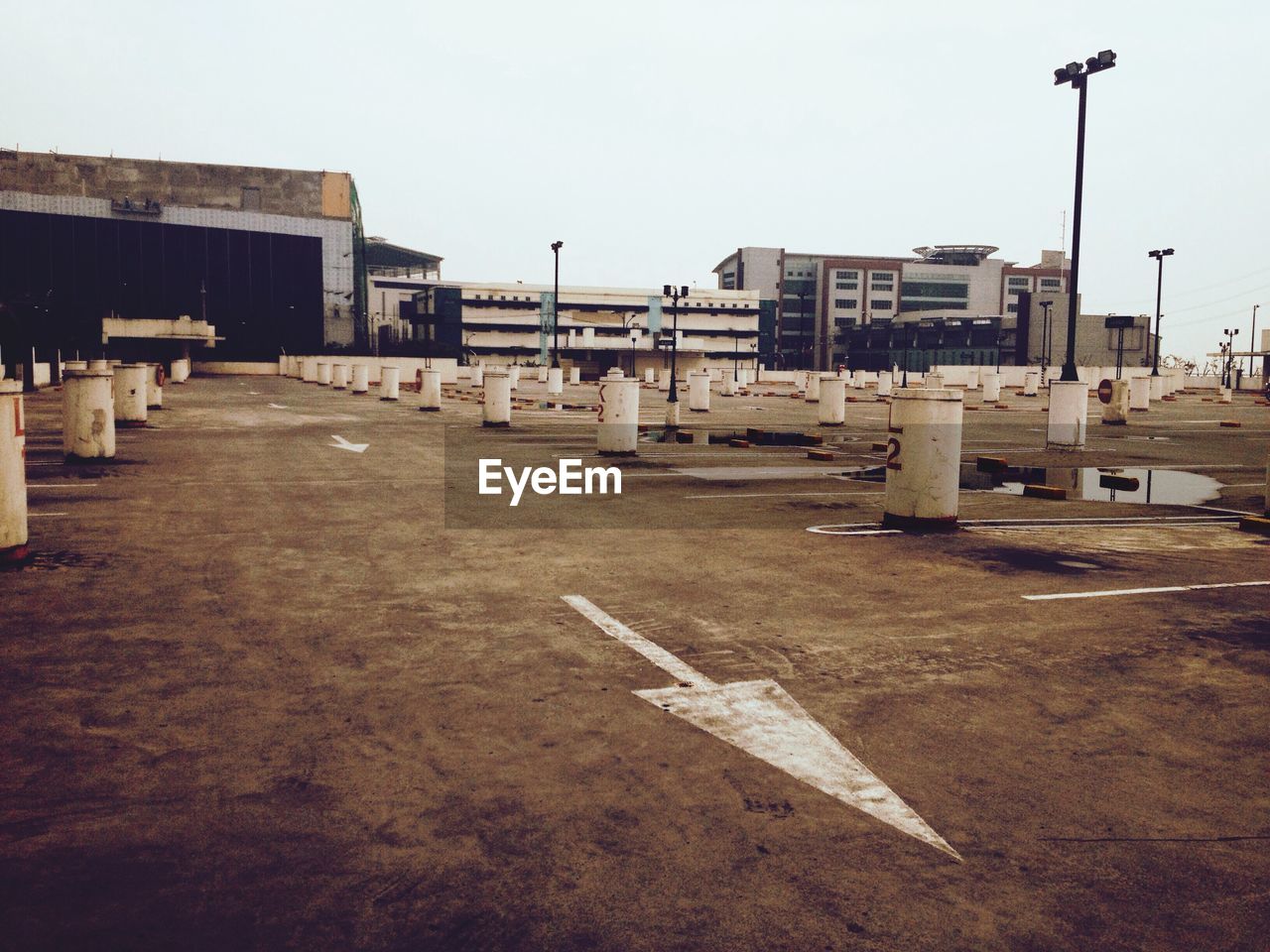 Parking lot against clear sky