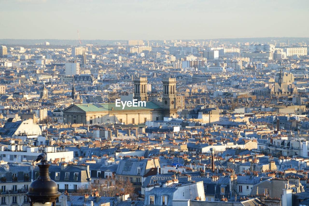 High angle view of townscape against sky