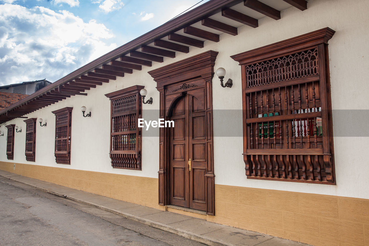 Beautiful antique houses at the colonial town of jardin in the southwestern antioquia in colombia