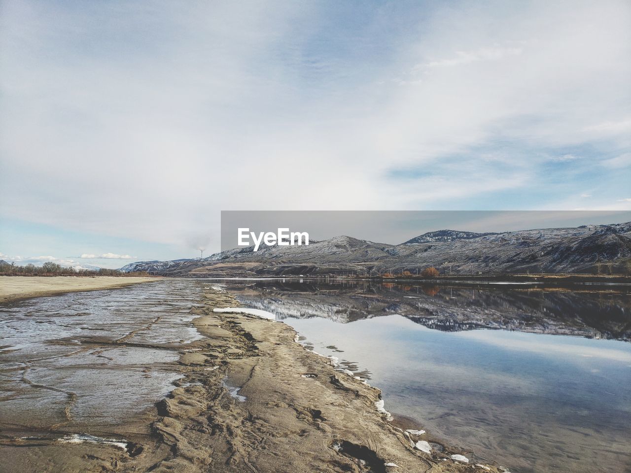 Scenic view of lake against sky