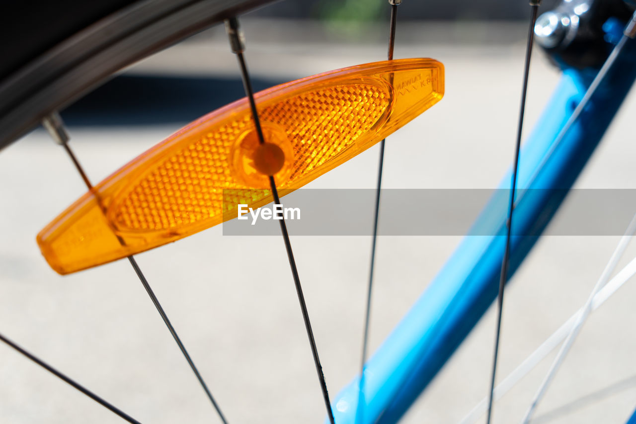 Close-up of bicycle tire on street