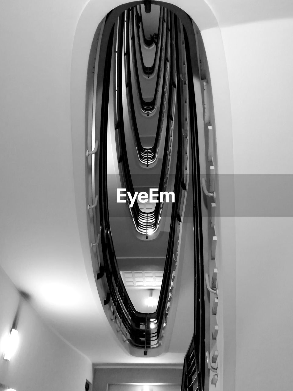 High angle view of spiral staircase