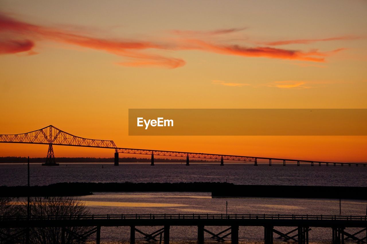 SILHOUETTE BRIDGE AGAINST SKY DURING SUNSET