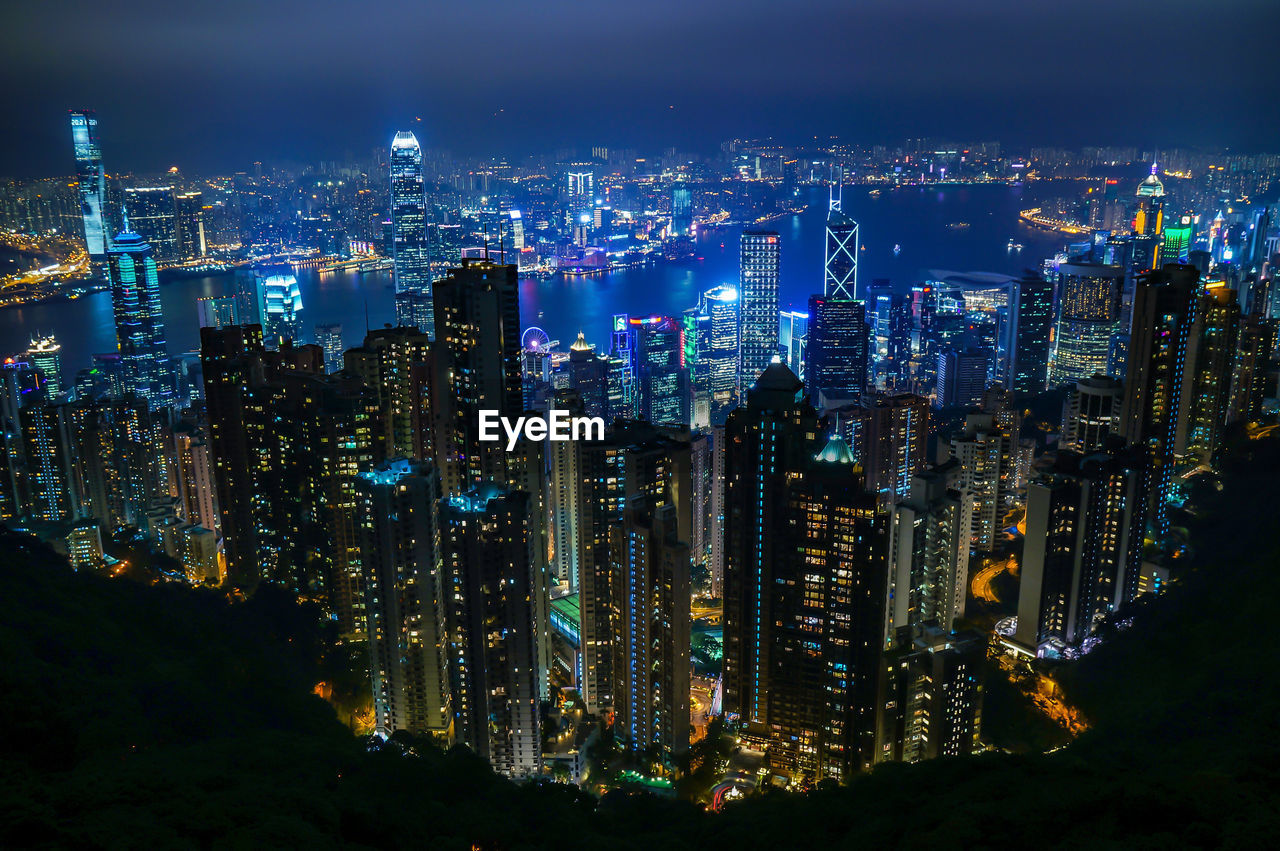 Night view of victoria peak in hong kong