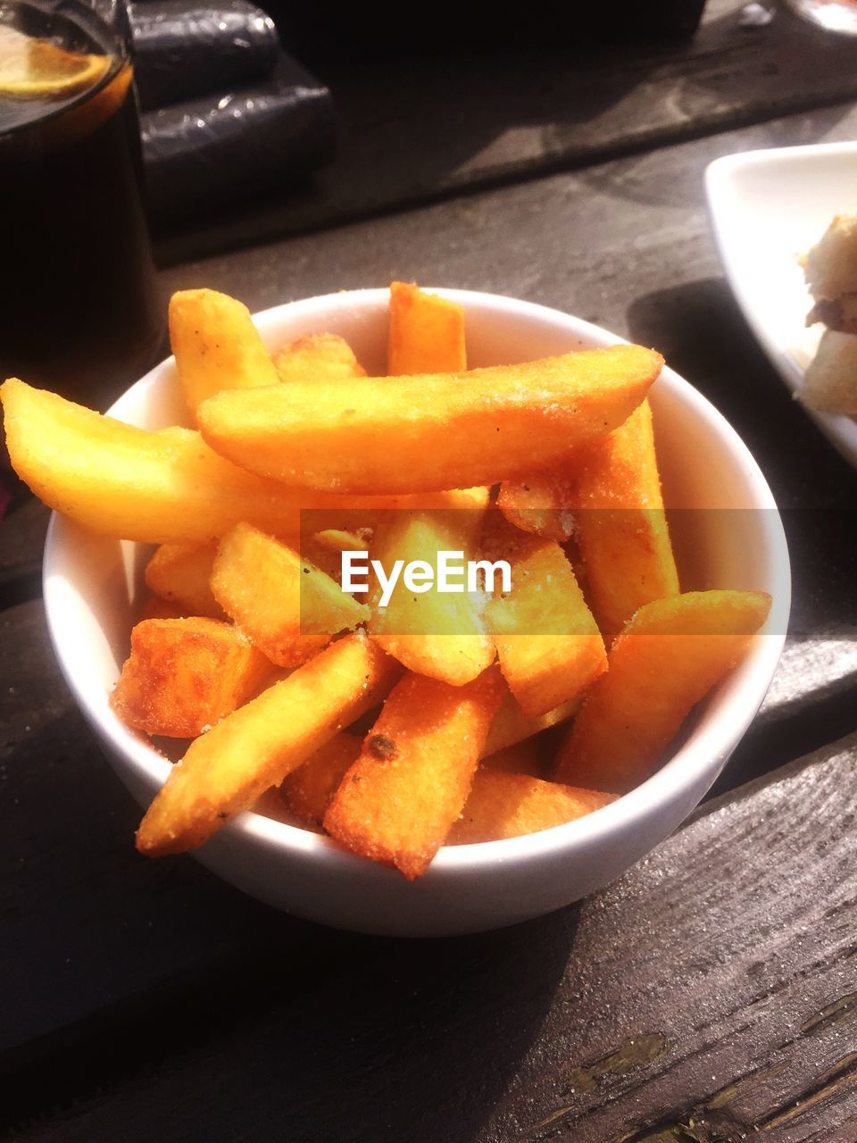 Close-up of french fries in bowl