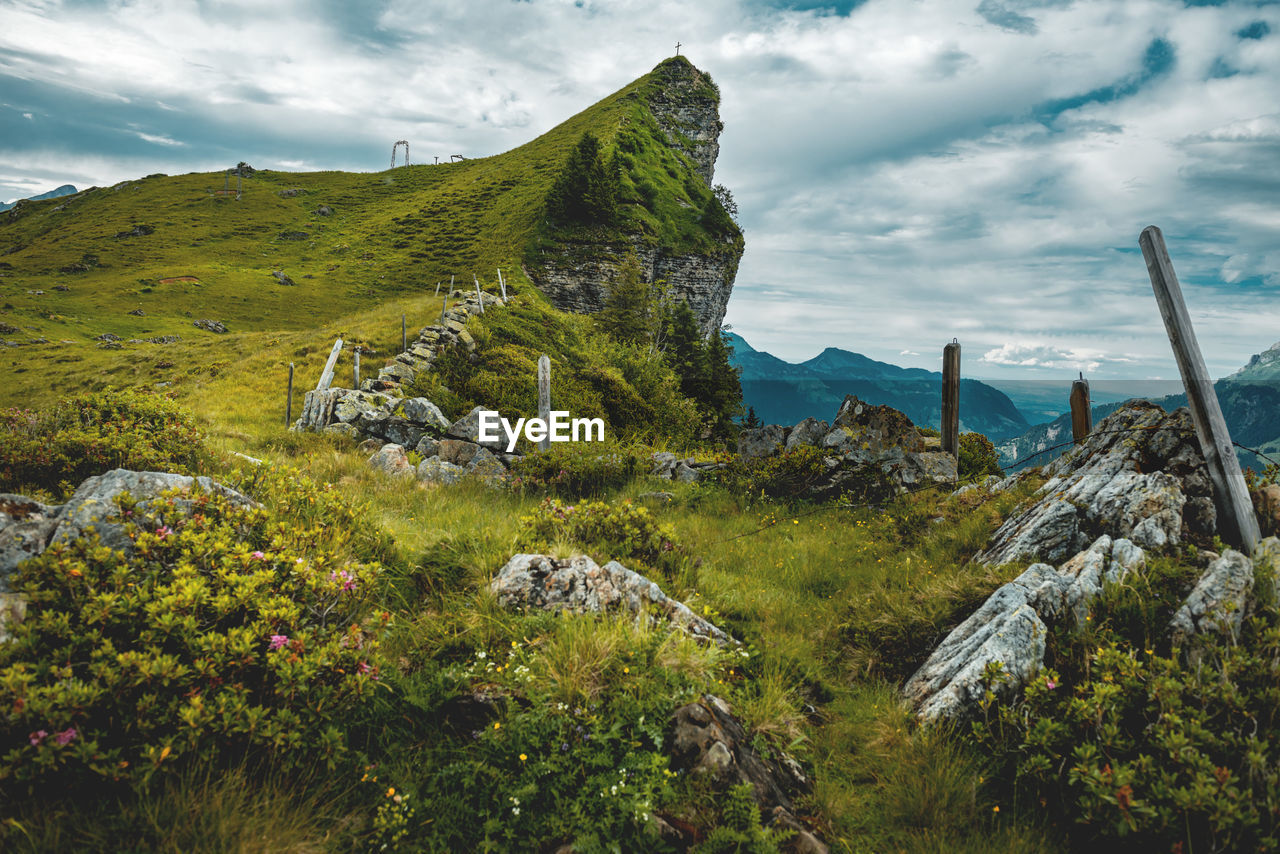 Scenic view of mountains against sky