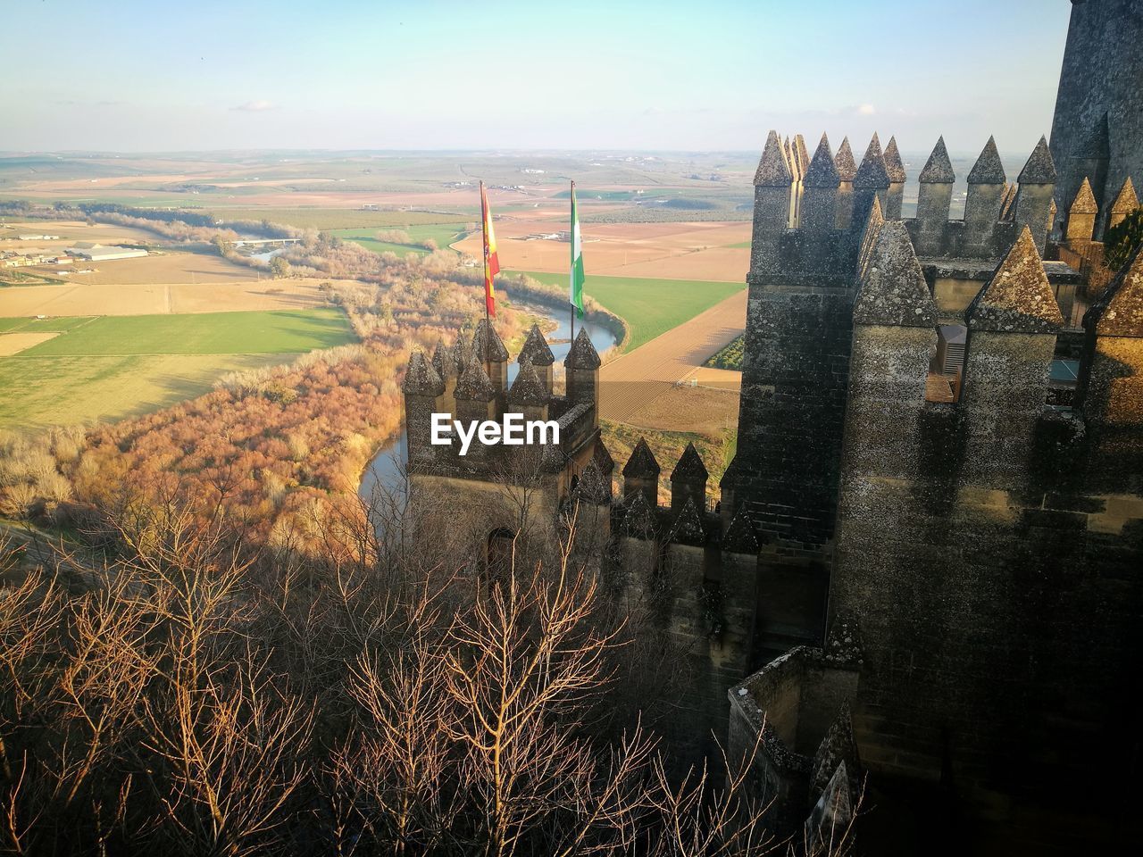 Aerial view of a castle