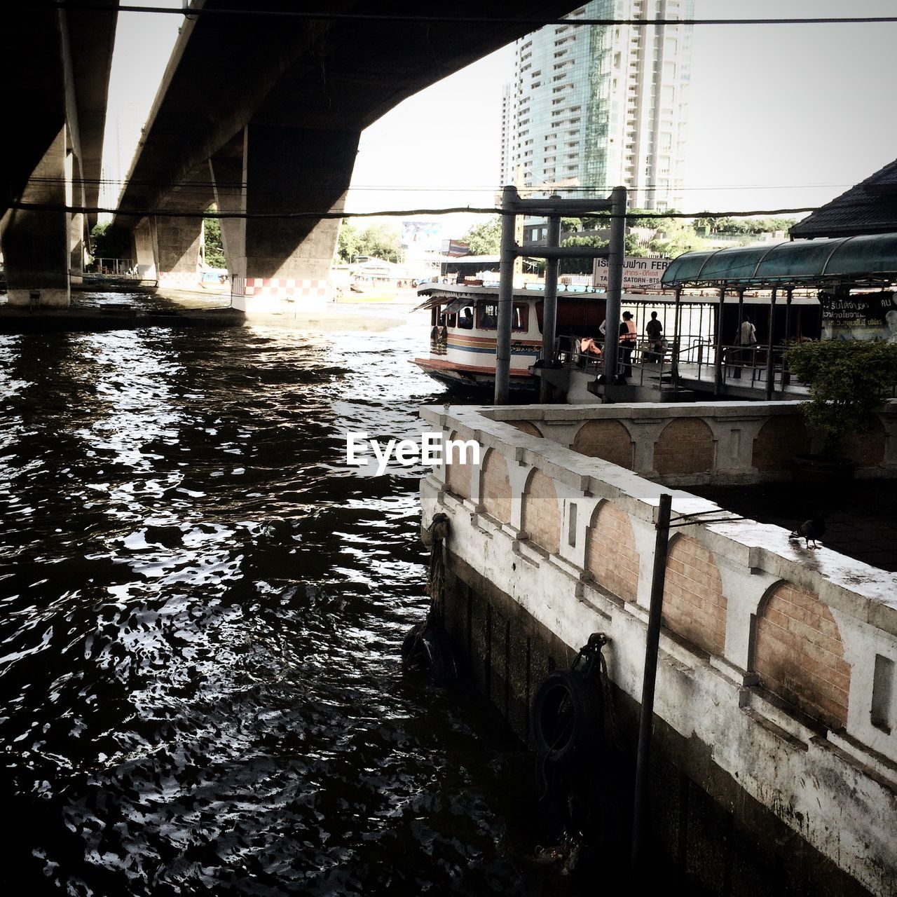 View of river under bridge