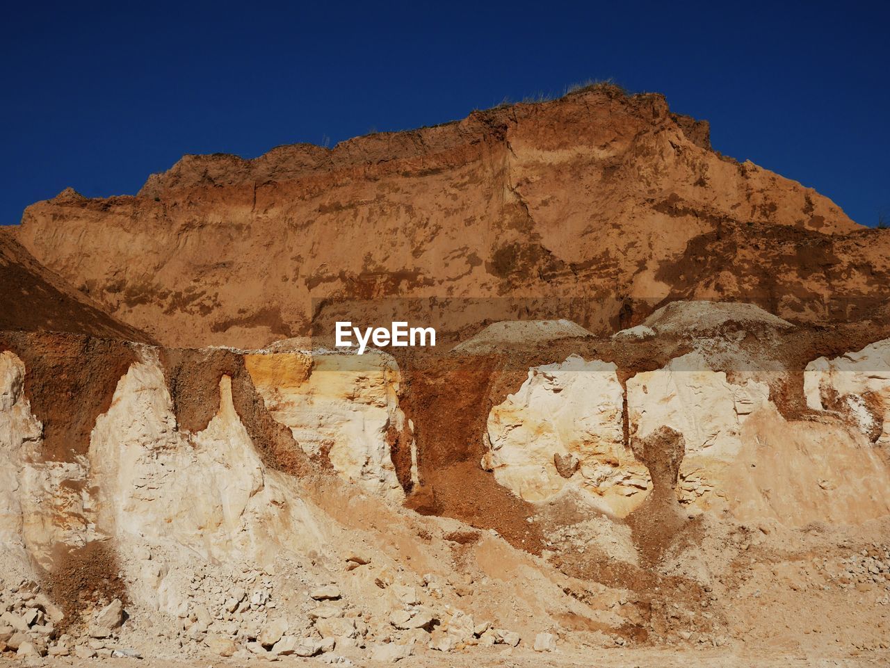 Close-up of sand dune against clear sky