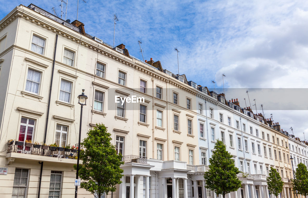 Low angle view of buildings against sky