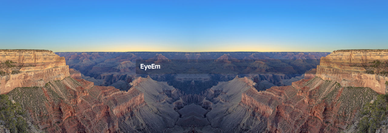 panoramic view of mountains against clear sky