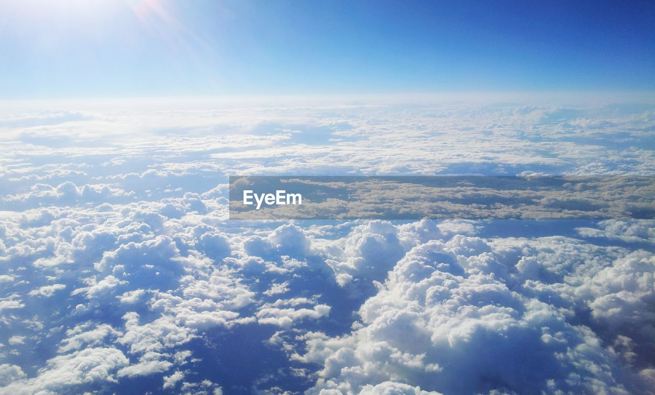 AERIAL VIEW OF CLOUDS OVER SEA AND SKY