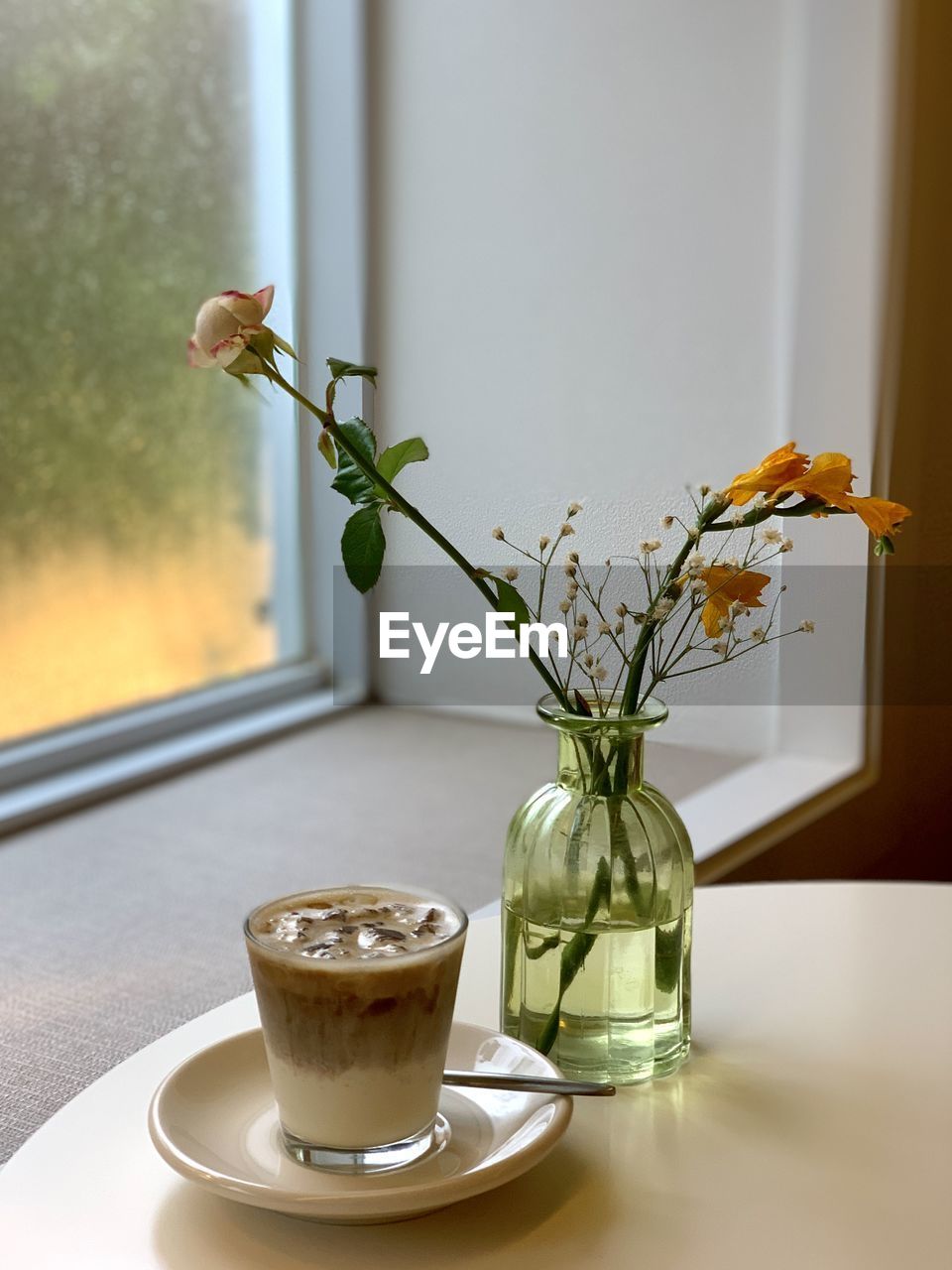 close-up of drink on table at home