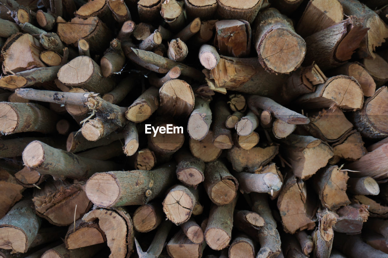 FULL FRAME SHOT OF FIREWOOD LOGS