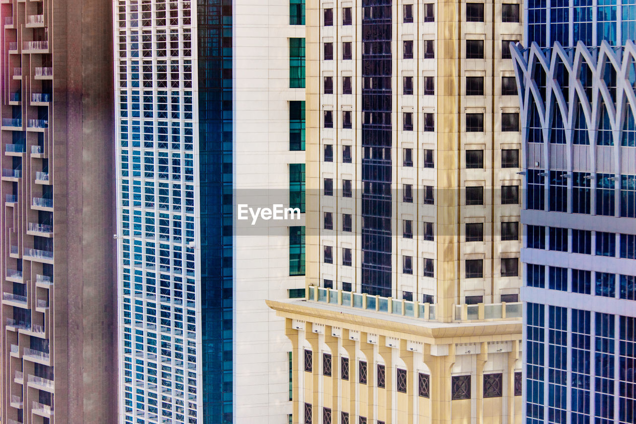 Low angle view of modern buildings in city