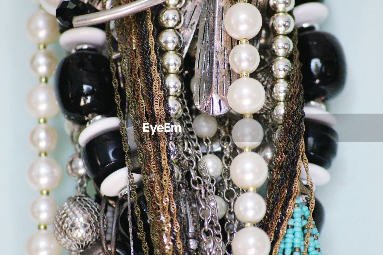 Close-up of necklaces