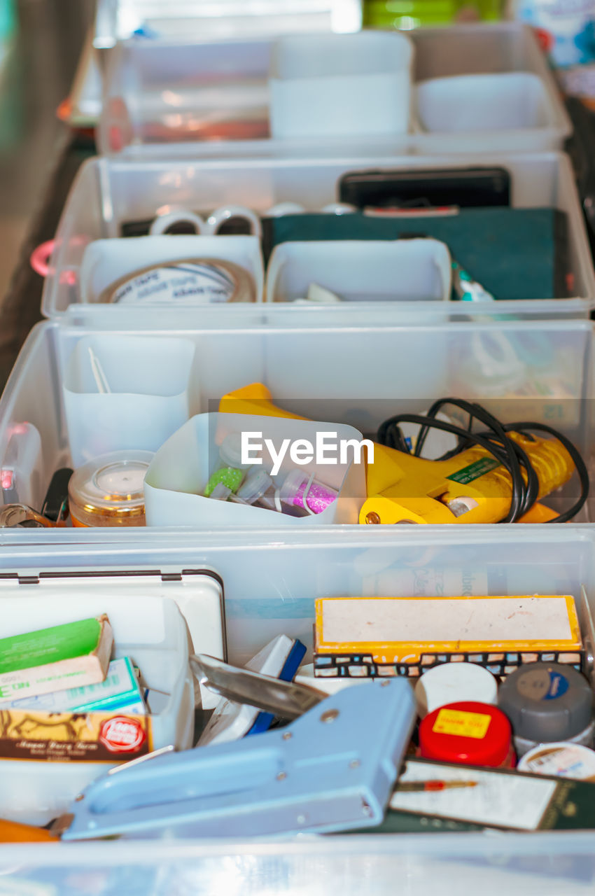 Drawer with stationaries. organizing and decluttering.