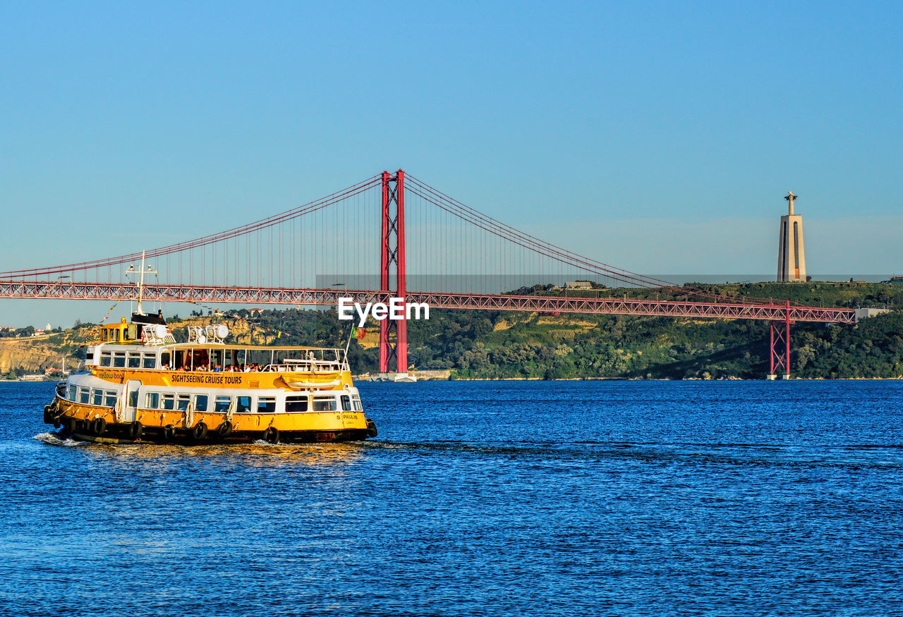 BRIDGE OVER RIVER AGAINST CLEAR SKY