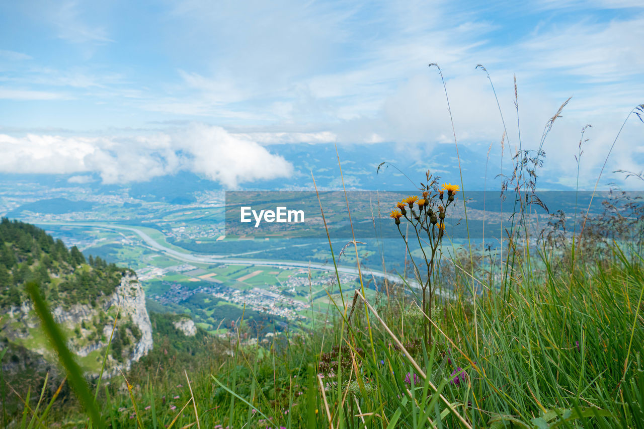 Scenic view of land against sky