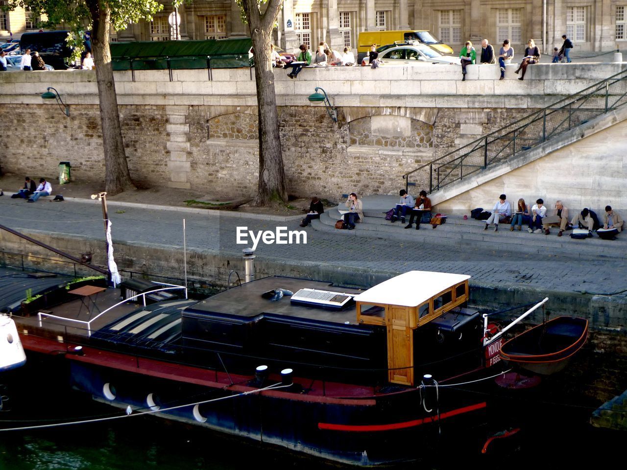 Urban life of seine riverside in paris.