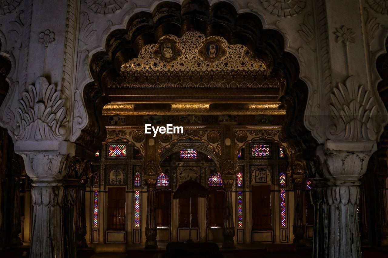 INTERIOR OF ILLUMINATED TEMPLE